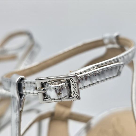 Jewel Badgley Mishka Kiki Ankle Strap Heeled Sandals, Silver, Women's Size 8 - Picture 6 of 16
